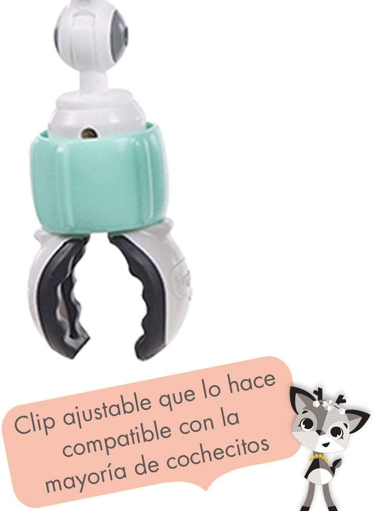 Tiny Love Sunny Stroll Black & White, Arco de juegos educativo con sonajero y actividades, arco juego carro bebé 0 meses +, Clips de acople universales, Magical tales