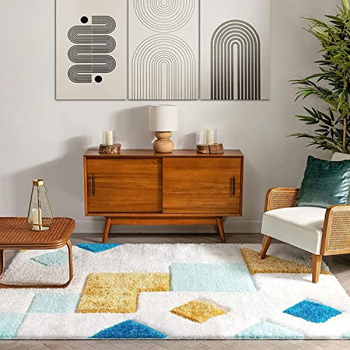 Image of Modern Soft 3D Shaggy Fur Carpets for Living Room Thick Fluffy Rugs for Bedroom, 6x9 feet, Multi Color