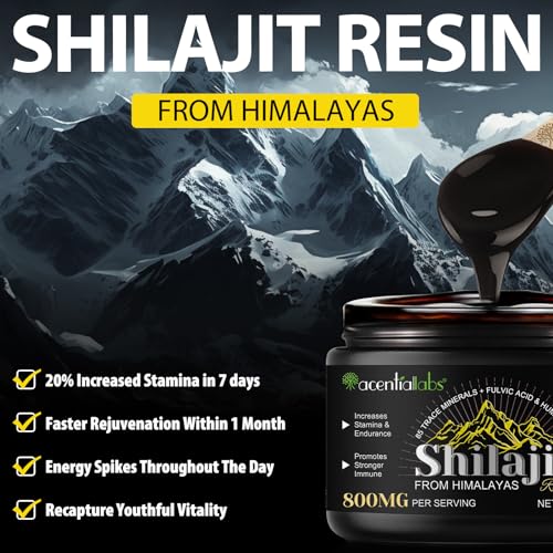 Shilajit Resin, 60g Shilajit Original Himalaya Bio Pures Himalaya Shilajit Harz mit Fulvinsäure und 85+ Spurenelemente, Vegan & Ohne Zusätze, 800mg (2er Pack)