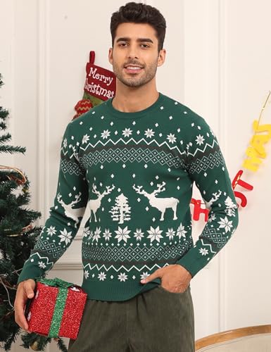 LecGee Christmas Sweater Couple Roundneck Reindeer Snowflakes Ugly Long Sleeve Knitted Sweater Pullover Slim Fit Men Women - Image 4