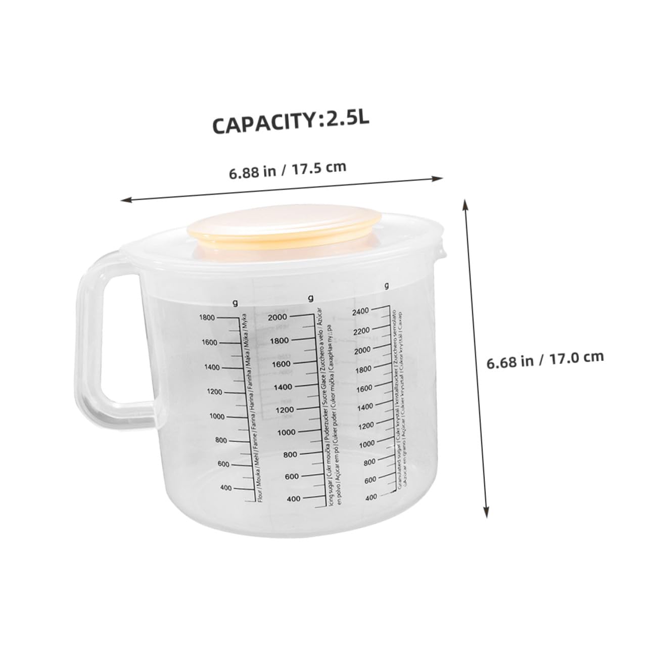 Zerodeko 2 piezas Jarra Medidora de Plástico con Tapa Antisalpicaduras Clara para y Taza Medidora Grande para Repostería y Uso Doméstico