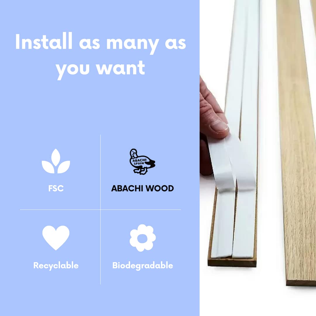 Listones Decorativos de Madera Autoadhesivos. Instalación Fácil con Cinta 3M. Paneles Techo y Pared. Pack 30 Uds, Varios Tamaños. Decoración y Calidez Hogar
