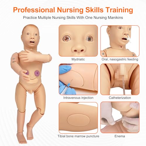 Image of Child Nursing Manikin - Medical School CPR & First Aid Training Dummy for Professional Patient Care, Nursing Skills Practice, Pediatric Emergency Simulations