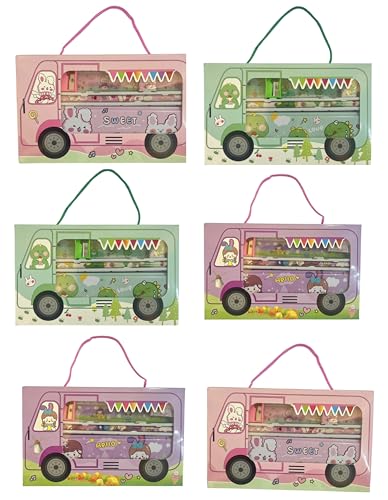 Image of Pack of 6 Stationery kits with pencil box - Birthday returns gifts for kids party in bulk. Best return gifts for boys and girls age 3 to 10 years (Design 3)