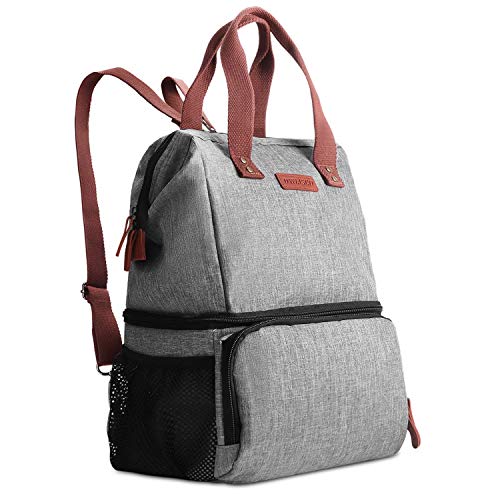DYNASCO Lunch Bag for Work School, 2-Layer Fashionable Backpack Lunch Bag with Large