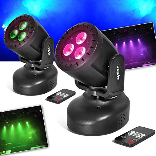 Pack de 2 Jeux de lumières Lytor WASH 3 type Lyre effet WASH à LEDs 3x4W RGB + UV + Télécommande