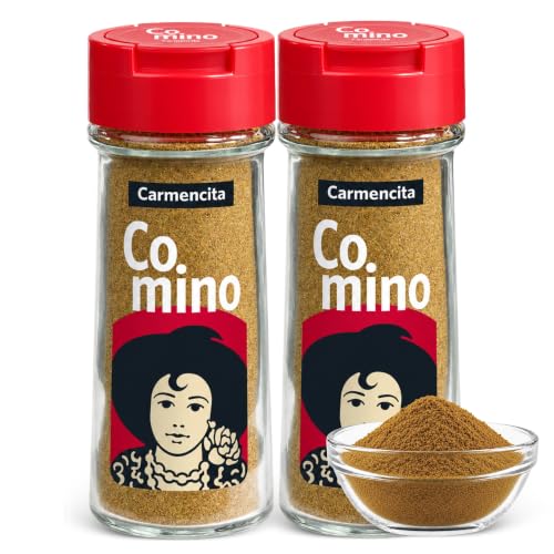 Comino molido Carmencita, Comino en polvo, Ideal para carnes picadas, legumbres, platos mexicanos y mojo picón, Sin Gluten, Contiene 2 unidades de 47g