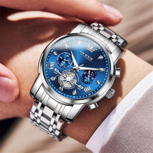Image of OLEVS Watches for Men Dress Chronograph Luxury Stainless Steel Big Face