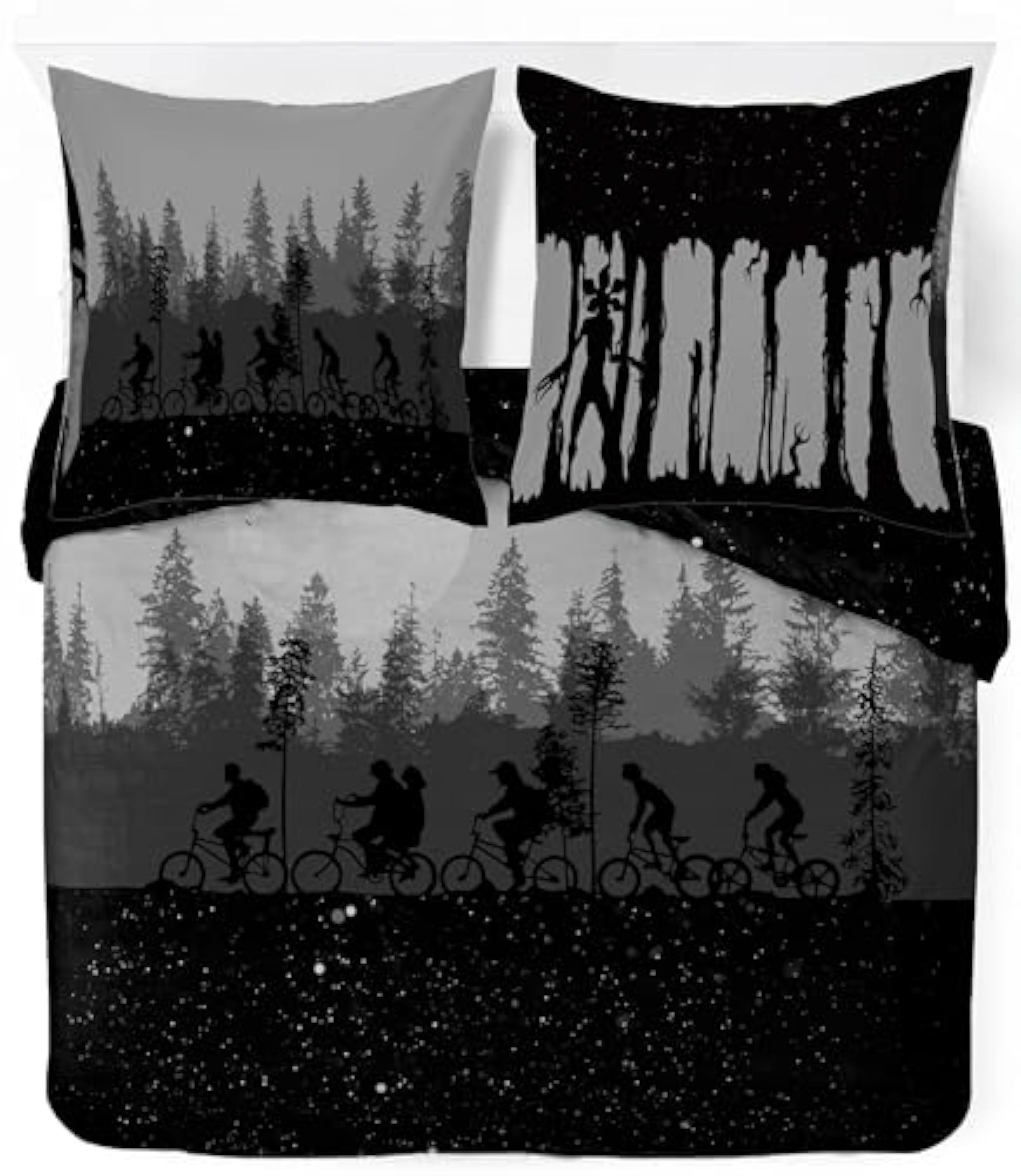 Jay Franco Stranger Things Juego de Funda Nórdica – Ropa de Cama Súper Suave con Funda de Almohada, Solo Funda NÓRDICA (Relleno No Incluido), Negro, Juego de 3 Piezas Matrimonial