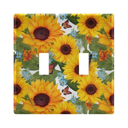 UMIRIKO Sunflower Butterfly Light Switch Cover Plate Covers Decorative Double Toggle Home Decor 202a8989