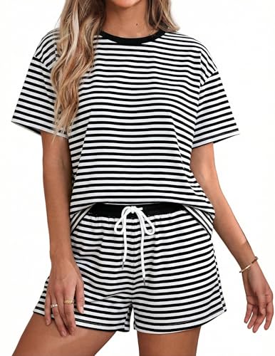 Image of VILOVE 4th of July 2 Piece Sequin Outfits Women 250 Anniversary Usa Shirts and Short Sets Casual Patriotic Shirt Summer Set