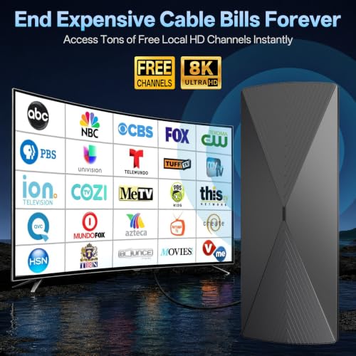 2026 TV Antenna Indoor, 33FT Cable 8K 4K 1080p Local Channels, 5000+ Mile Reception, Weather Resistant Portable - image 2