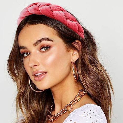Image of DRESHOW Braided Headbands for Women Velvet Hair Hoop Elastic Criss Cross Hair Bands Accessories