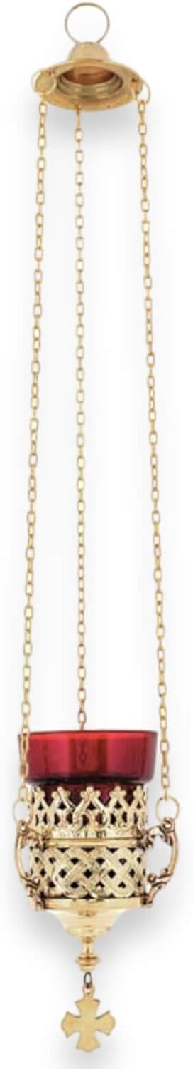 Hanging Orthodox Vigil Oil Lamp - Home Altar or Church Use