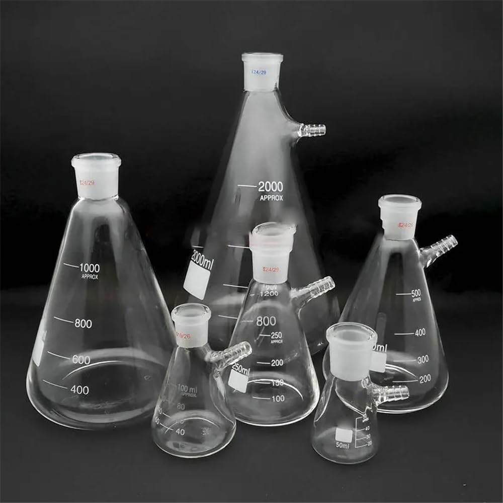 Botellas de vidrio, Matraz cónico esmerilado estándar de laboratorio con boquilla, 50-2000 ml(2000ml caliber 24mm)