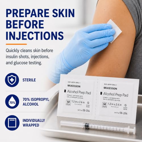 McKesson Alcohol Prep Pads, Sterile, Medium Size, 2-Ply, First Aid, 200 ct | Individually Wrapped Wipes, 70% Isopropyl Alcohol, Medical Grade, Individual Packet - image 2