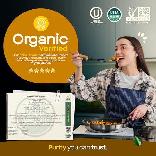 Image of AVO Organic Canola Oil for Cooking, Frying, Baking, Salads, Vinaigrette, Marinades - General Organic Cooking Oil 64 Fl-oz (Half a Gallon), NO preservatives added, High Smoke Point 465F