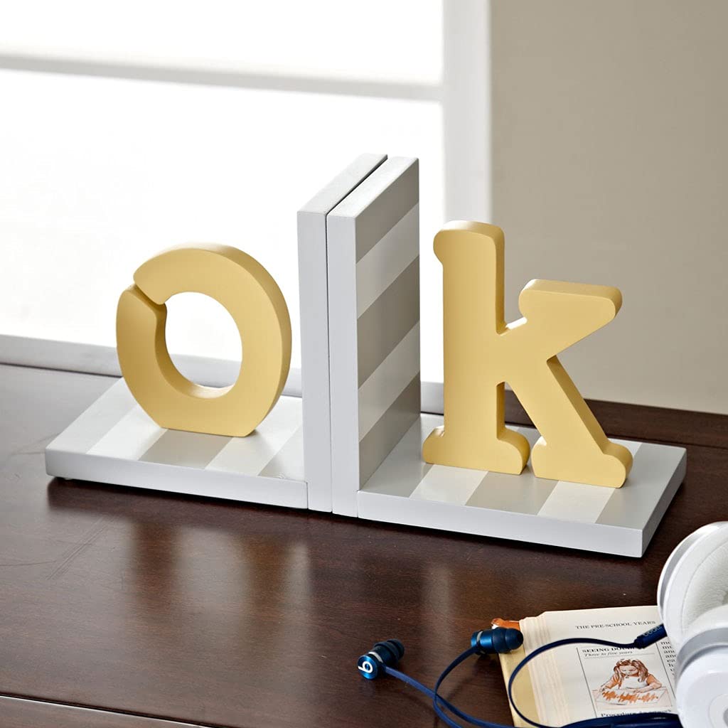 HASMI Schreibtisch deko Alphabet-Desktop-Dekoration mit europäischem Stil Buchstütze Buch zurück Kinderzimmer Bücherregal Ornamente Holzhandwerk Zubehör Decoración del hogar