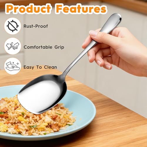 6 PCS Serving Spoon, 3 Styles Stainless Steel Serving Spoons Large, Multi-Functional Table Spoon, Cooking Spoons with Long Handle for Kitchen, Cooking, Restaurant Banquet - Image 5
