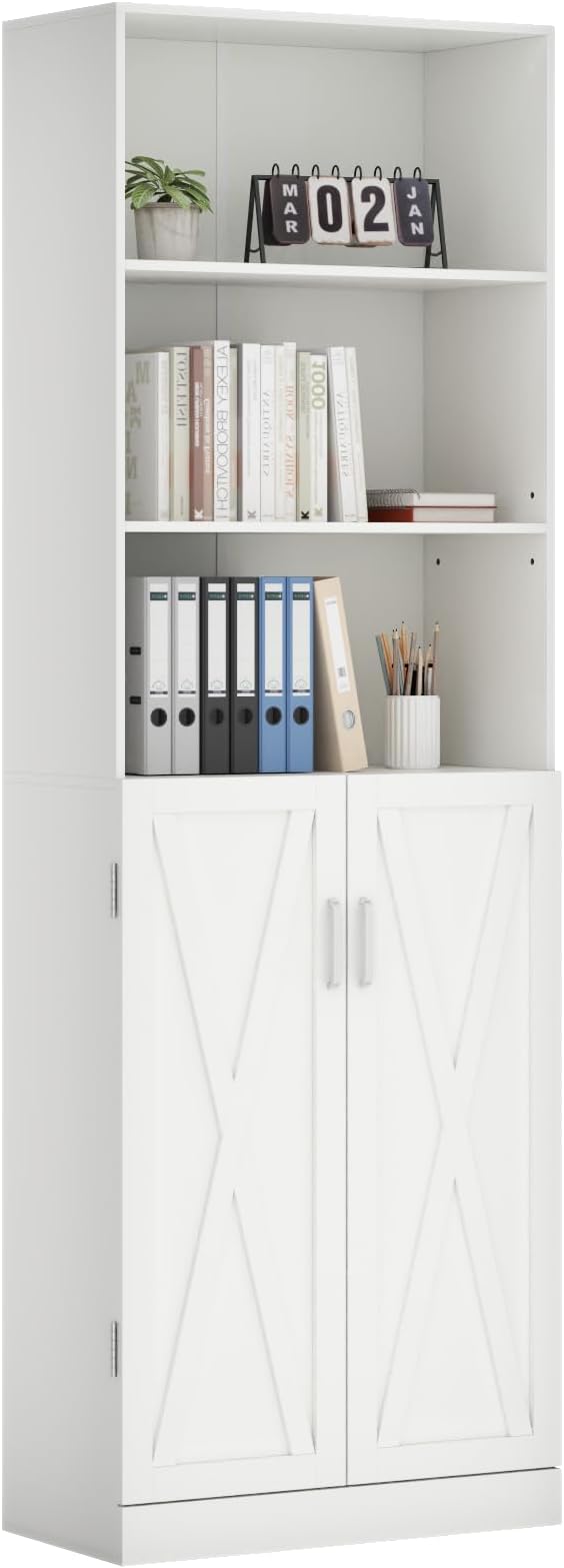 Prepac Tall Bookcase with 2 Shaker Doors, 14.5"D x 26.25"W