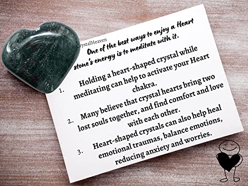 Image of Certified Moss Agate Crystal Heart Palm Pebbles Stones for Anxiety Stress Relief Massage - AAA Grade Original Healing Gemstone Agate Heart Palm Stone for Yoga Meditation Spiritual