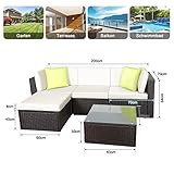 Polyratten Lounge 5 Teilig Sitzgruppe Gartenmöbel Garnitur für 3-4 Personen - 5
