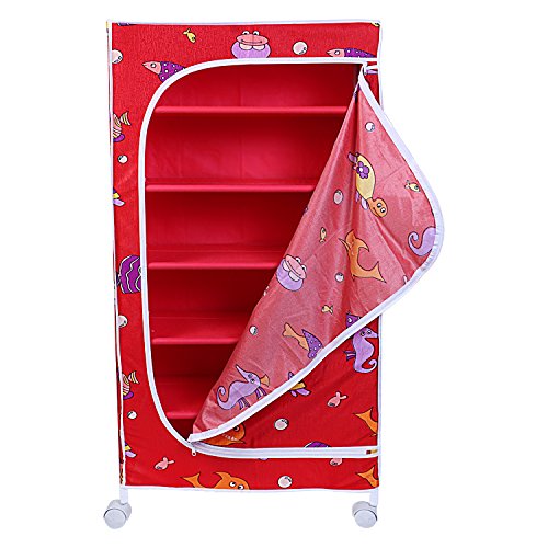 Image of Little One's | 6 Shelves Baby Foldable Wardrobe | Aquatic Red (Made in India, ISI Certifed) - Fabric, LW6 /FR
