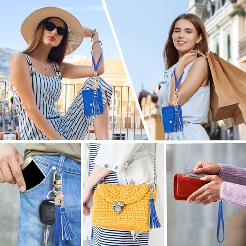Image of KNGITRYI Small Wristlet Wallets for Women RFID Credit Card Holder Wallet Keychain Wristlet Wallet Credit Card Wallets for Women (Royal Blue)