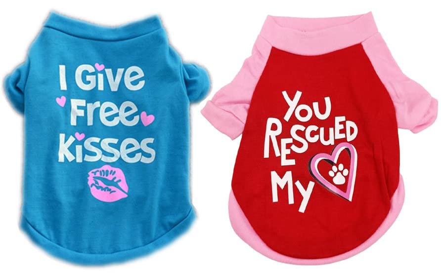 KUTKUT Pack of 2 Pieces Dog Shirt for Small Dog Girl Puppy Clothes for Shihtzu, Papillon, Maltese, Cats Summer Pet Outfits Female Outfits Tshirt Apparel (Size: L, Chest Girth 45cm, Length 35cm) (B0BB6Z7WCW) Amazon Price History, Amazon Price Tracker