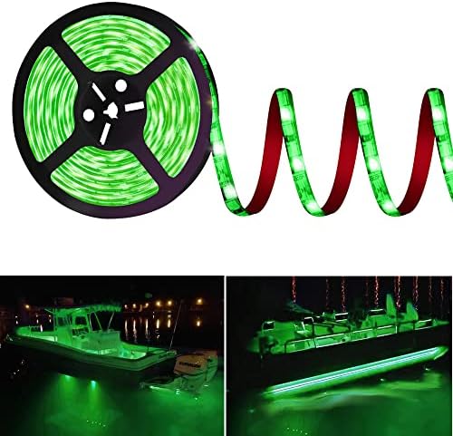 HOKIION Pontoon Led Boat Lights, 12V 20FT Marine Led Strip Lights, Waterproof Boat Interior Light, Under Gunnel Lights, Boat Deck Light, Night Fishing Lights with Extension Cable for Boat (Green)