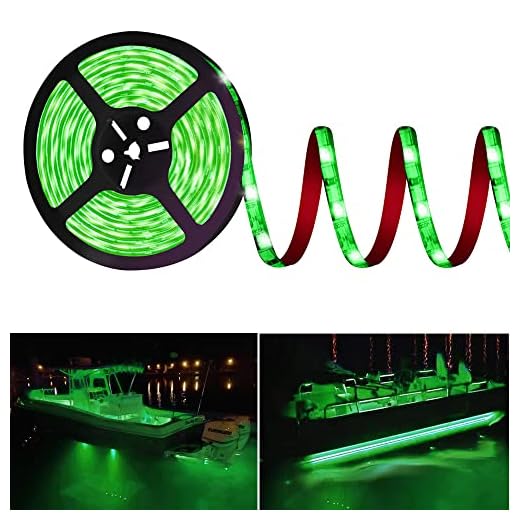 HOKIION Pontoon Led Boat Lights, 12V 20FT Marine Led Strip Lights, Waterproof Boat Interior Light, Under Gunnel Lights, Boat Deck Light, Night Fishing Lights with Extension Cable for Boat (Green)