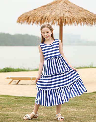 KYMIDY Girls Sleeveless Maxi Dress Kids Summer Casual Striped Sundresses for Girls 6-12 Years3