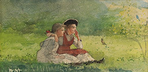 Arte de Winslow Homer Listening to The Birds: acabado mate y marco marrón para el hogar
