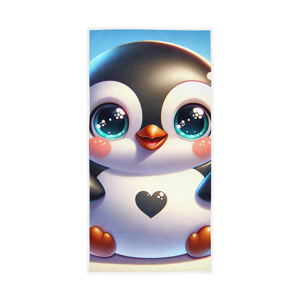 LSRCPD Cute Cartoon Penguin Hand Towel, Multipurpose Cotton Hand Towels for Hand, Face, Hair, Bath 15 x 30 Inches