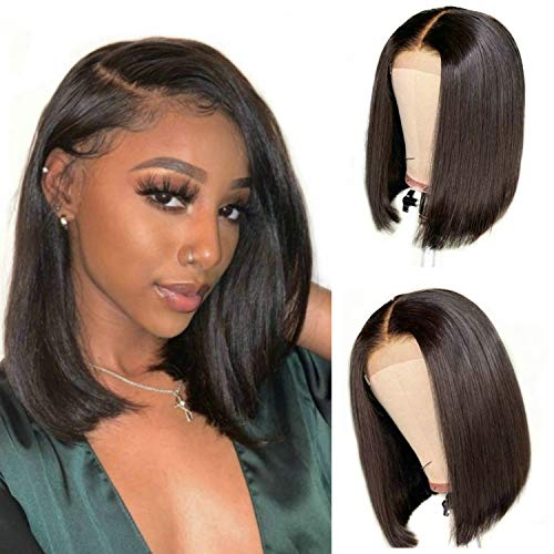 Lace Front Wigs Human Hair Bob Wigs For Black PU Lace Closure Remy Human Hair Pre Plucked Middle Part Short Bob wigs 10 inch