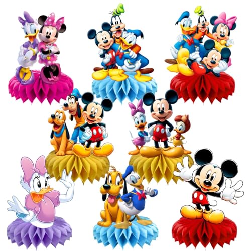 8Pcs Mickey Clubhouse Table Centerpieces Birthday Party Supplies Double Side Table Decorations for Mickey Clubhouse Themed Party Decorations