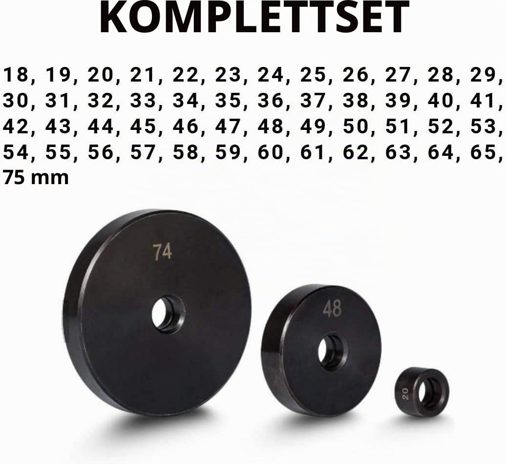 DHA 52-TLG Radlager Druckstück Treibsatz Lagerschalen Eintreiber für Buchsen Simmerring Lagerpresse Werkzeug, KFZ Lager Einpressen und Auspressen Presse Satz 18–65 mm