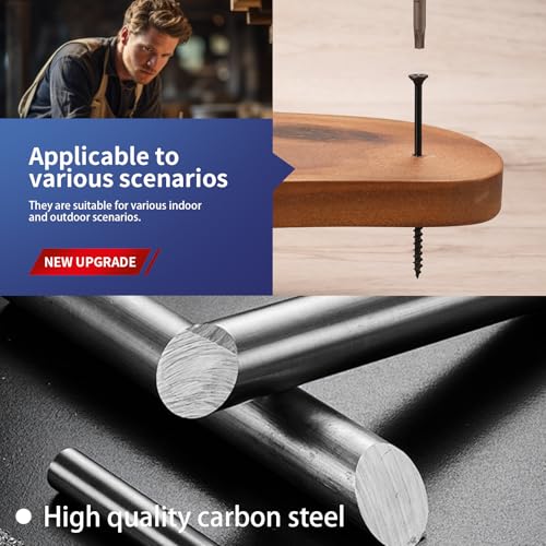 Image of #10 x 3 Inch Deck Screws (59Pcs) 1lb. Carbon Steel, Black, Flat Head, Rust Resistant epoxy Coated, with T25 Star Bit