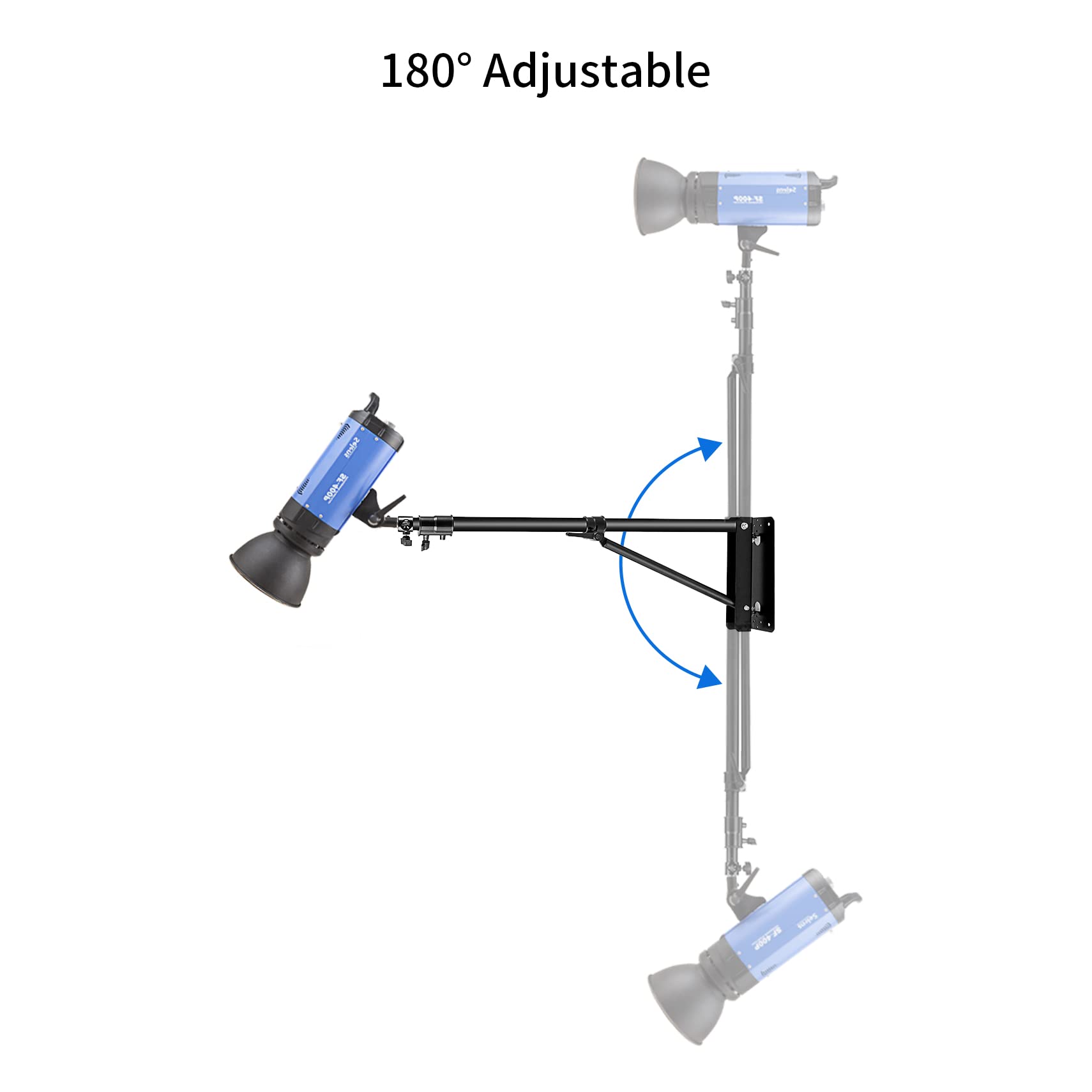 Selens Brazo triangular de 180 cm, rotación flexible de 180°, cámara de montaje en pared, para fotografía y estudio fotográfico, anillo de luz, caja