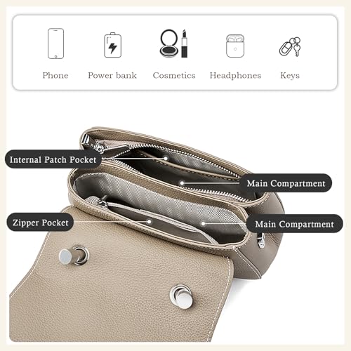 Image of MFFOR Genuine Leather Purse, Small Crossbody Bags for Women, Handbag | 8.3*2.4*5.9inch, Top handle, Shoulder purse, Multi-pocket, Adjustable strap