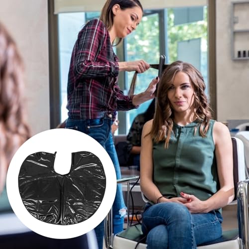 Capa impermeable para corte de cabello negra con cierre de broche miniatura 7