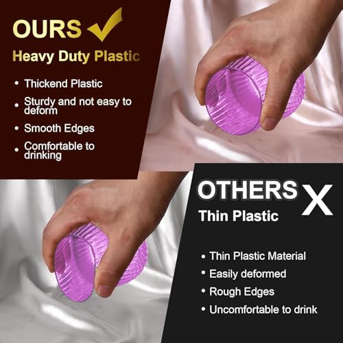 Image of Lueumxc 40 Pack Plastic Ribbed Wine Glasses, 14Oz Origami Disposable Wine Glasses Unbreakable Clear Plastic Cocktail Glasses Recyclable Shatterproof Reusable Wine Cups (14oz-purple-40pack)