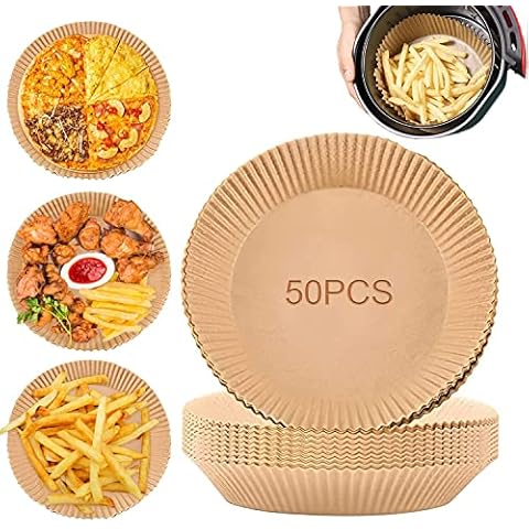 Air Fryer Disposable Paper Liner 50/100PCS Cooking Paper for Air Fryer Home Use, Non-Stick Baking Paper Food Grade Parchment Paper Liners for Baking Roasting Microwave Cover