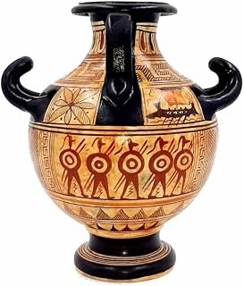 Geometric Hydria 16cm with 3 handles,Greek Pottery Vase