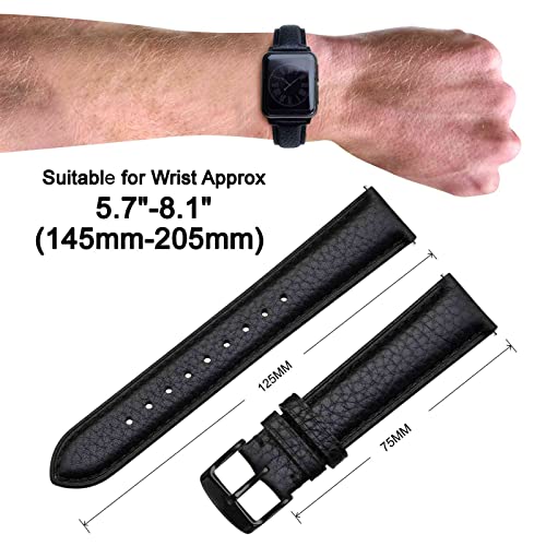 Image of ANNEFIT Watch Band 20mm, Quick Release Textured Padded Leather Straps with Black Buckle for Men and Women (Black)