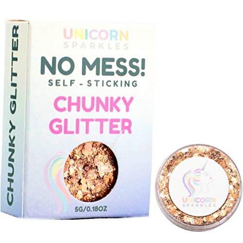 Autumn Gold Chunky Glitter | Self-Sticking, Aloe Vera Based, No Glitter Primer Needed | Cosmetic Glitter Gel for Face & Body | by Unicorn Sparkles | Events, Festival, Party & Rave Makeup