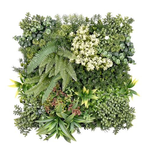 Floordirekt Pflanzenwand 50 x 50 cm - Kunstpflanzen zur Wandmontage - Wandgarten - Künstliche Pflanzen Deko für Wand, Balkon & Garten (Rhea Typ C)
