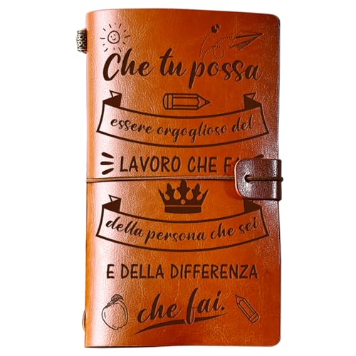Funnli Regalo Maestra, Regalo Maestre Fine Anno Diario in Pelle, Diario di Viaggio con Taccuino 140 Pagine, Regalo Maestre Natale, Idee Regali Maestre Compleanno Regalo Maestra Asilo Elementare Medie