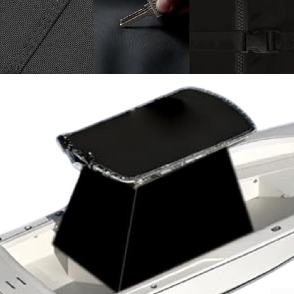 T-Top Copertura per console centrale per barca, tessuto Oxford impermeabile con cerniera, protezione per tutte le stagioni per sedile del timone marino, nero (208 x 137 x 183 cm)