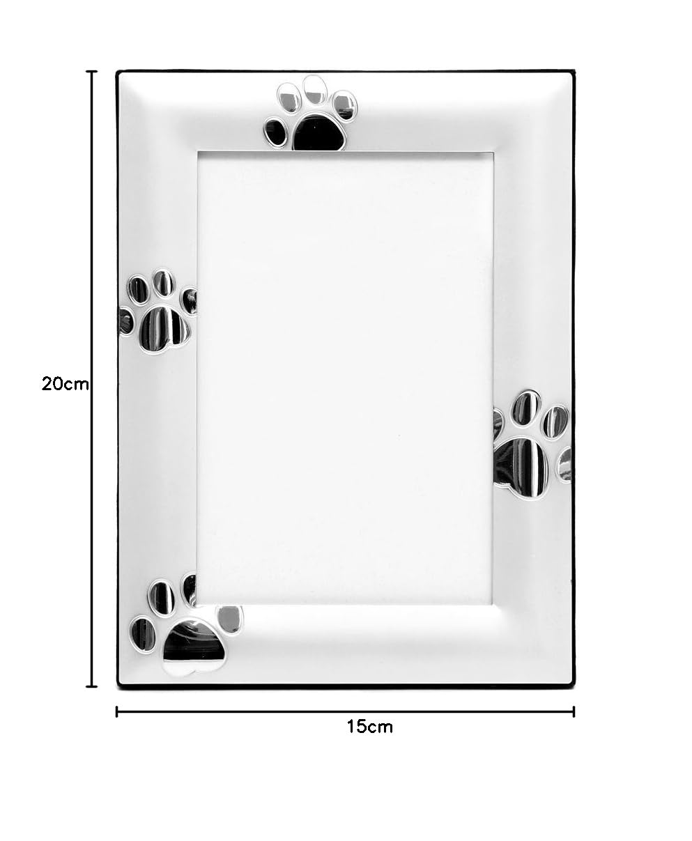 Cornice portafoto impronte di cane, cornice per foto di cani, impronte di zampe Formato 10 x 15 cm, incisione personalizzata, cornice con impronte e incisione del nome (incisione fino a 30
